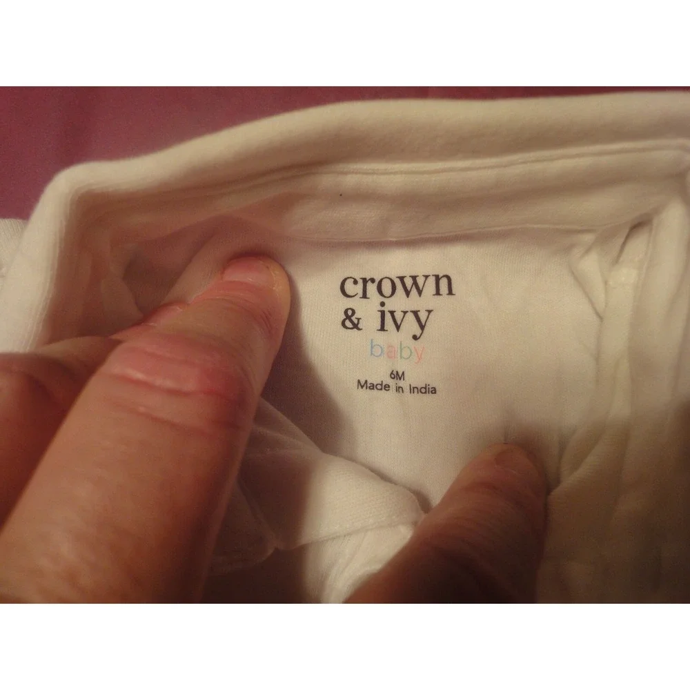 Crown & Ivy baby one piece 6 months white short sleeve polo‎ style NWT